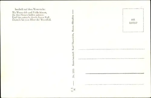 Ak Hann. Münden in Niedersachsen, Weserstein