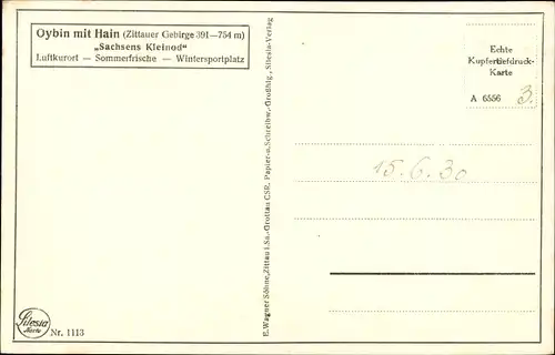 Ak Oybin in der Oberlausitz, Gesamtansicht vom Töpfer, Hain