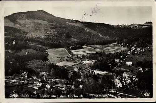 Ak Oybin Sachsen, Blick vom Töpfer nach dem Hochwald