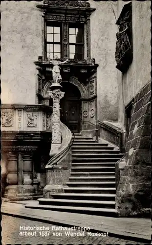 Ak Görlitz in der Lausitz, Historische Rathaustreppe
