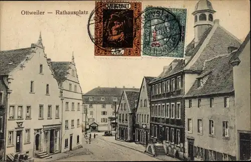 Ak Ottweiler im Saarland, Rathausplatz