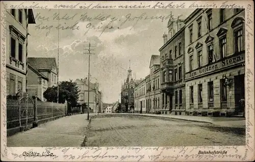 Ak Colditz in Sachsen, Bahnhofstraße, Zum goldnen Stern