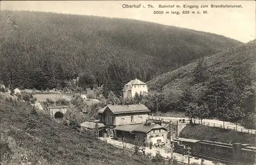 Ak Oberhof im Thüringer Wald, Bahnhof mit Eingang zum Brandleitetunnel