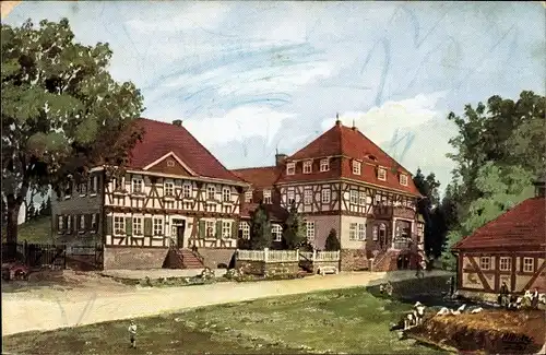 Ak Mäbendorf Suhl in Thüringen, Aschenhof der Deutschen Gesellschaft für Kaufmanns-Erholungsheime