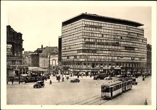 Ak Berlin Tiergarten, Potsdamer Platz, Columbushaus, Straßenbahn