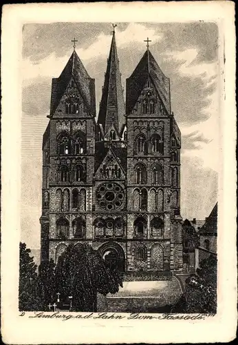 Künstler Ak Limburg an der Lahn, Dom, Fassade