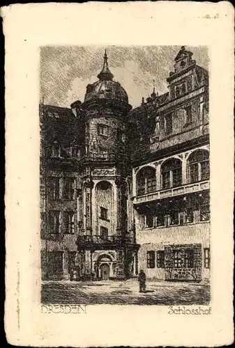 Künstler Ak Dresden Altstadt, Schlosshof