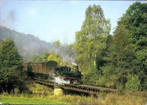 Ak Streckewalde Großrückerswalde im Erzgebirge, Schmalspurbahn Wolkenstein Jöhstadt, Lok 99 1585 1
