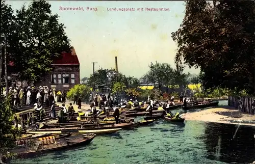 Ak Burg Spreewald, Landungsplatz mit Restauration