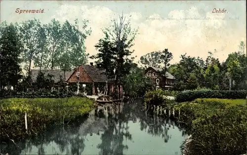 Ak Lehde Lübbenau im Spreewald, Ortspartie