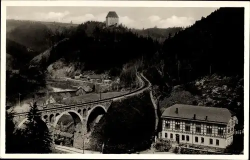 Ak Ziegenrück, Blick von der Villa Vogel, Brücke