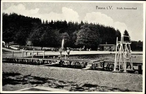 Ak Pausa im Vogtland, Städtisches Sommerbad, Freibad