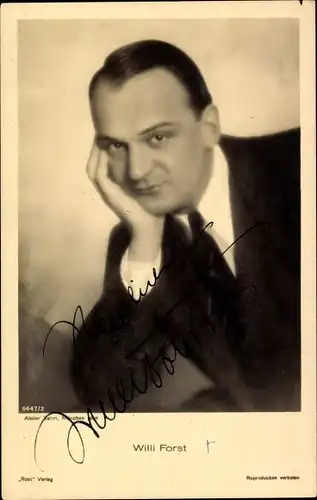 Ak Schauspieler Willi Forst, Portrait, Autogramm