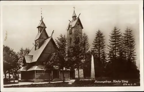 Ak Karpacz Górny Brückenberg Krummhübel Riesengebirge Schlesien, Kirche Wang