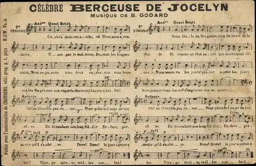 Lied Ak Celebre Berceuse von Jocelyn, B. Godard