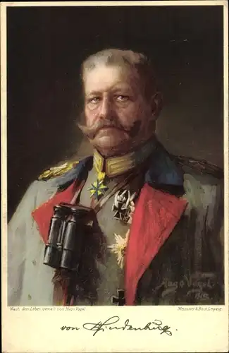 Künstler Ak Vogel, Hugo, Generalfeldmarschall Paul von Hindenburg, Portrait, Feldstecher