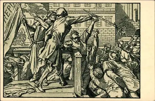 Künstler Ak Rethel, 100 Jahre Revolution von 1848, Ein Totentanz, Märzrevolution