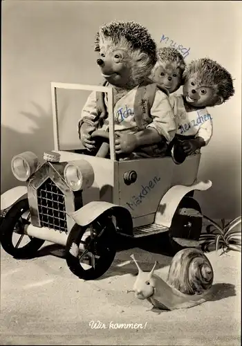 Ak Mecki der Igel, Wir kommen, Ausflug, Mecki mit Kindern, Schnecke