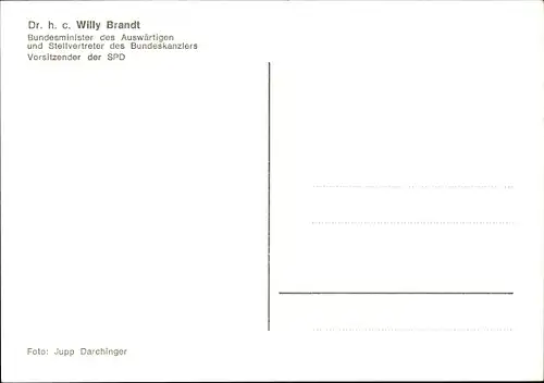 Ak Bundeskanzler Willy  Brandt, Vorsitzender der SPD, Portrait