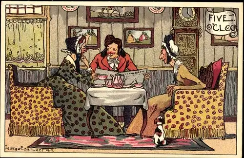 Künstler Ak De Laet, Frauen beim 5 Uhr Tee