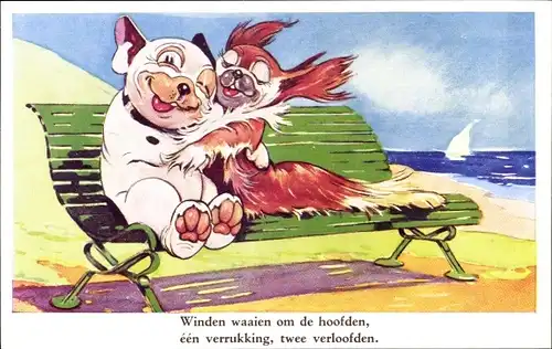 Künstler Ak Studdy, George E., Bonzo the Dog, Winden waaien om de hoofden