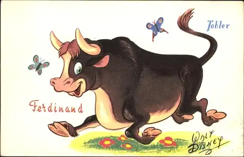 Künstler Ak Walt Disney, Ferdinand der Stier, Reklame, Chocolats Tobler