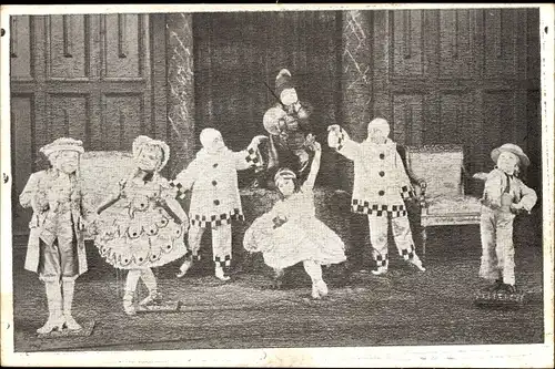 Ak Liliputaner in Kostümen, Clown, Cowboy, Ballerina