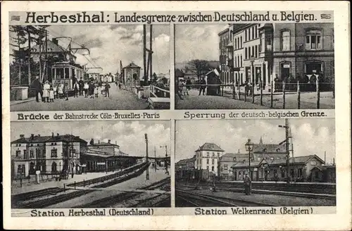 Ak Herbesthal Lontzen Wallonien Lüttich, Station Herbesthal, Station Welkenraedt, Brücke