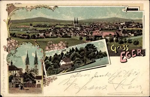 Litho Cheb Eger Reg. Karlsbad, Kirche, Egertal, Mühlerl