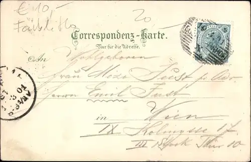 Litho Cheb Eger Region Karlsbad, Panorama, Marktplatz, Trachten