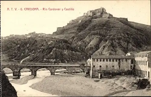 AK Cardona Katalonien Spanien, Rio Cardoner und Castillo