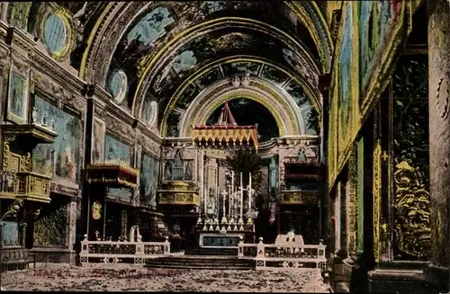 Ak Valletta Malta, John's Church, Kirche, Innenansicht, Altar