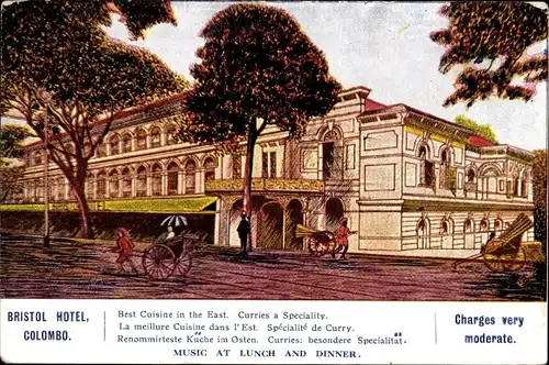 Künstler Ak Colombo Ceylon Sri Lanka, Bristol Hotel