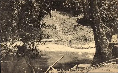 AK Französische Mission der PP von St. Esprit, Hängebrücke