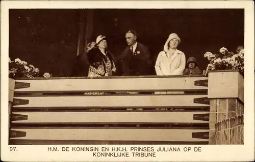 Ak Amsterdam, Olympische Spiele 1928, Juliana der Niederlande, Königin Wilhelmina der Niederlande
