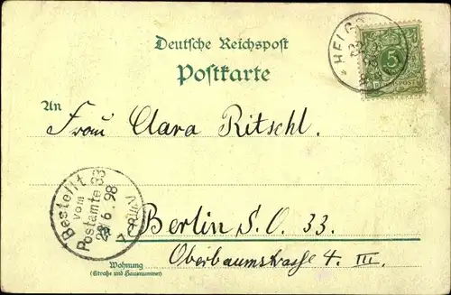 Litho Helgoland, Gesamtansicht, HAPAG Seebäderschiff Prinzess Elisabeth