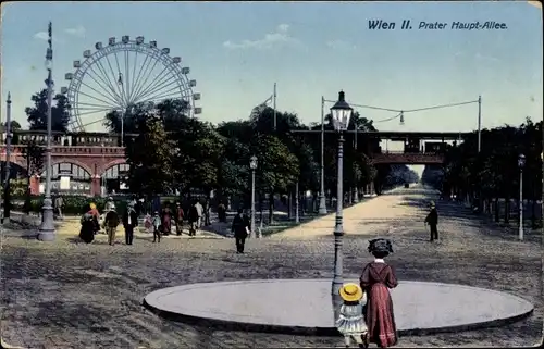 Ak Wien II. Leopoldstadt, Prater, Haupt-Allee, Riesenrad