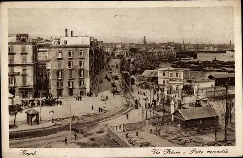 Ak Napoli Neapel Campania, Via Piliero e Porto mercantile