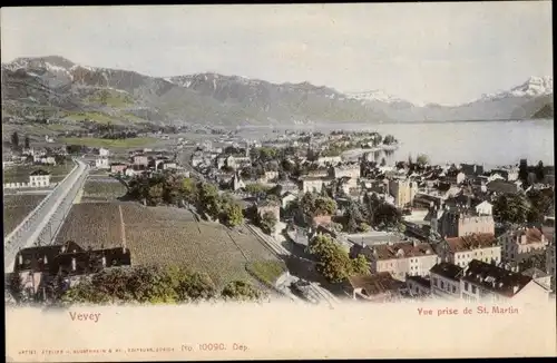 Ak Vevey Kanton Waadt, Blick von Saint Martin
