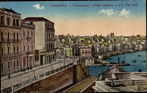 Ak Tarent Taranto Puglia, Panorama, Via Peripato