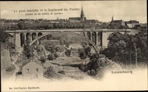 Ak Luxembourg Luxemburg, Die Adolphe-Brücke, Der Boulevard du Viaduc