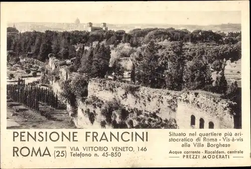 Ak Roma Rom Lazio, Pensione Francini, Via Vittorio Veneto 146