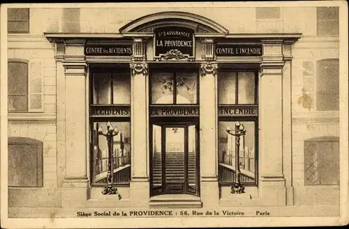 Ak Paris IX., Siège Social de la Providence, Rue de la Victoire