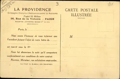 Ak Paris IX., Siège Social de la Providence, Rue de la Victoire