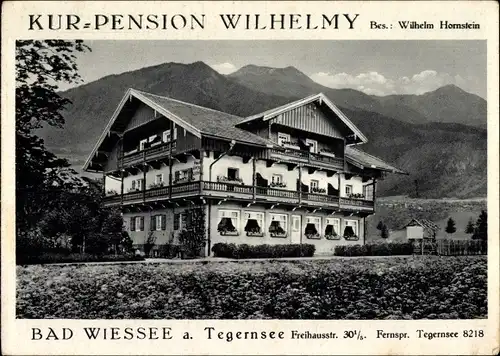 Ak Bad Wiessee im Kreis Miesbach Oberbayern, Blick auf die Kurpension Wilhelmy, Inh. W. Hornstein
