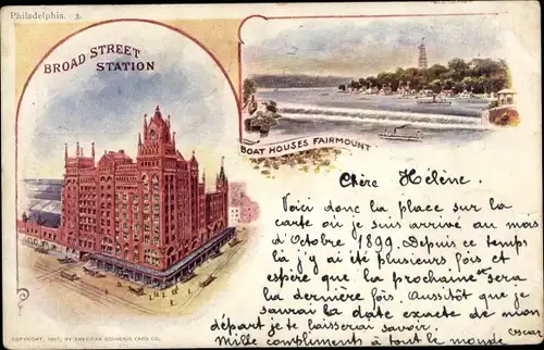 AK Philadelphia Pennsylvania Vereinigte Staaten, Broad Street Station, Boat Houses Fairmount