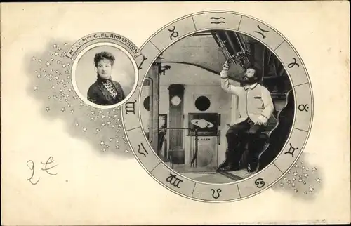 Ak Camille Flammarion und Gabrielle Renaudot Flammarion, Astronomin