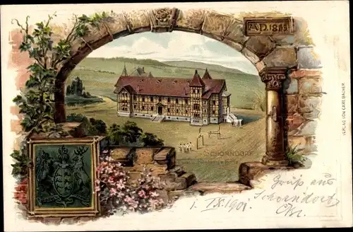 Passepartout Litho Schorndorf in Württemberg, Schloss, Wappen