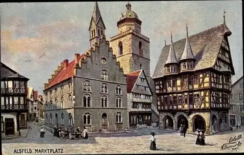 Künstler Ak Beraud, N., Alsfeld in Hessen, Marktplatz