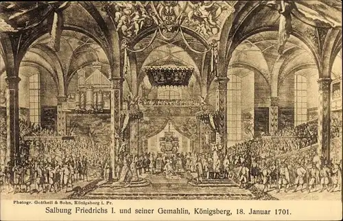 Ak Kaliningrad Königsberg Ostpreußen, Salbung Friedrichs I. und seiner Gemahlin, 1701